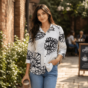 White Printed Shirt - Duova Studio