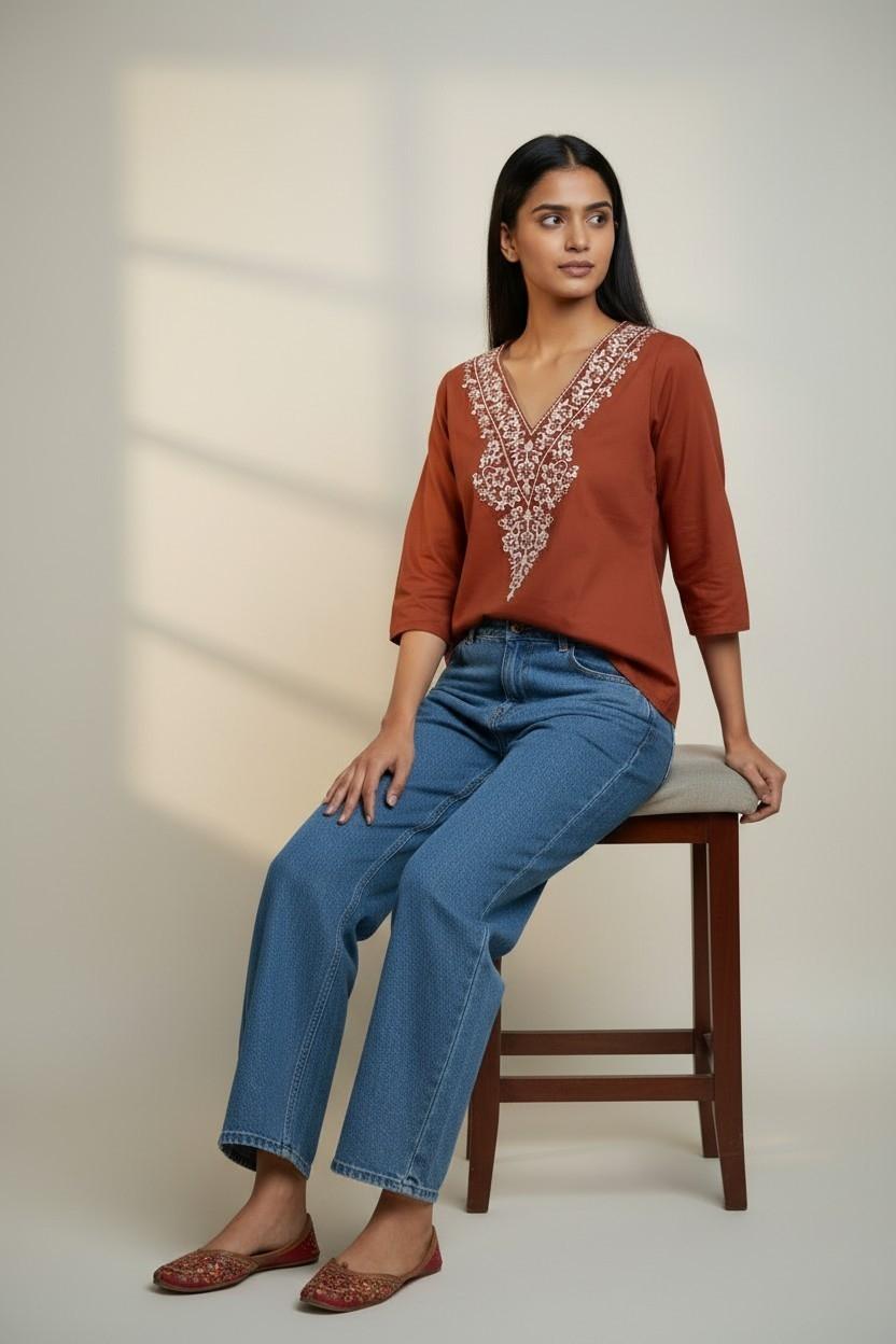 V Neck Kurti