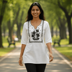 v neck short kurti