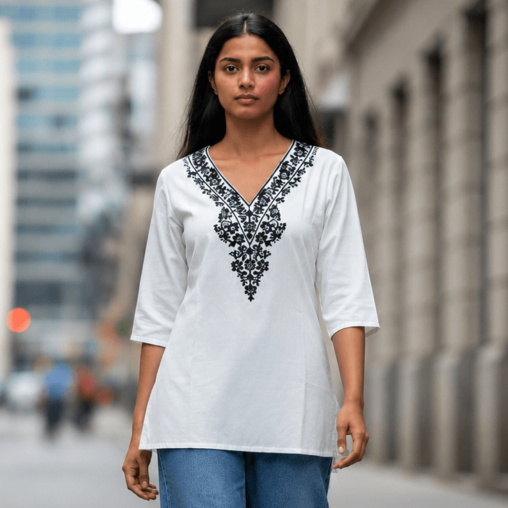 V Neck Short Kurti