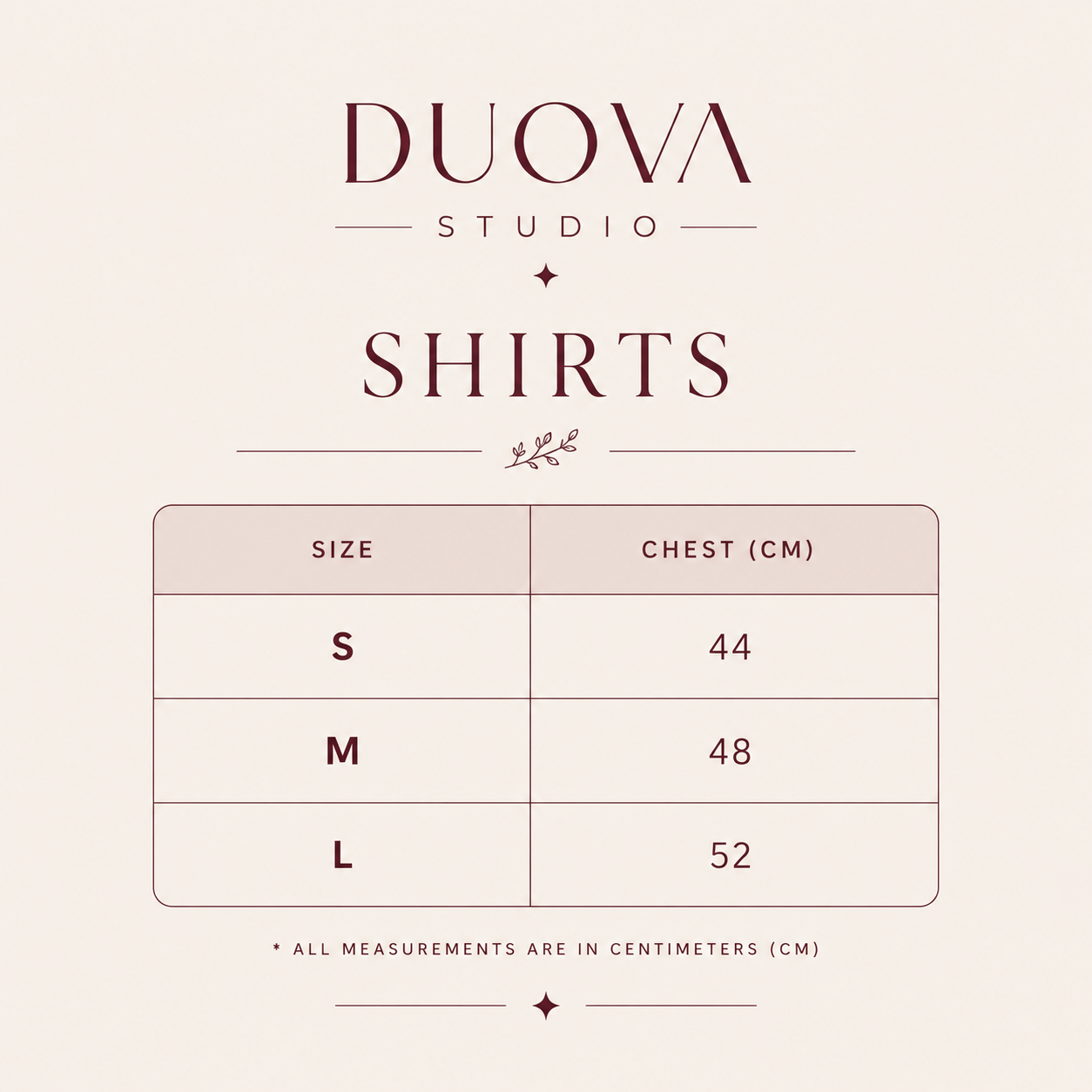 shirt size chart